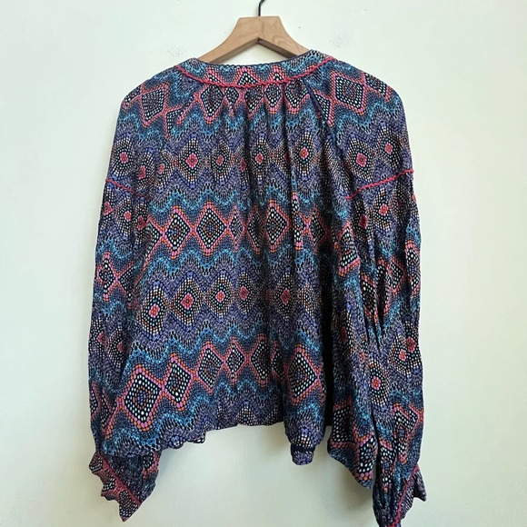 Anthropologie Bl-nk london Cynthia Printed Geometric Jacket Open Front Boho Chic - Picture 15 of 16